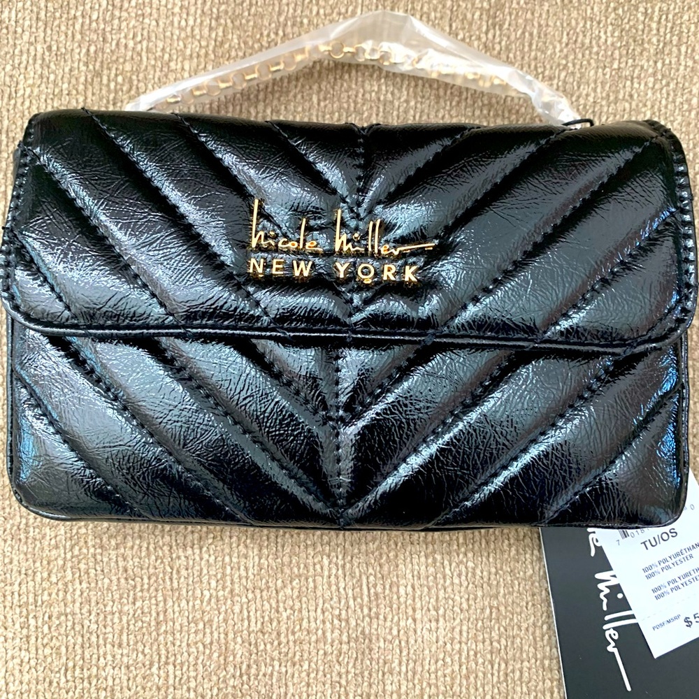 NWT Nicole Miller Patent NWT Chevron Bag